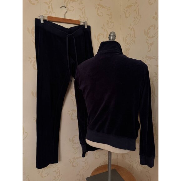 2pc Juicy Couture Matching Set Blue Track Suit Velour Ladies Large - Picture 2 of 4
